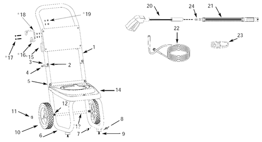 Assembly Parts Diagram and Parts List for PW2030V1LE  Campbell Hausfeld Pressure Washer